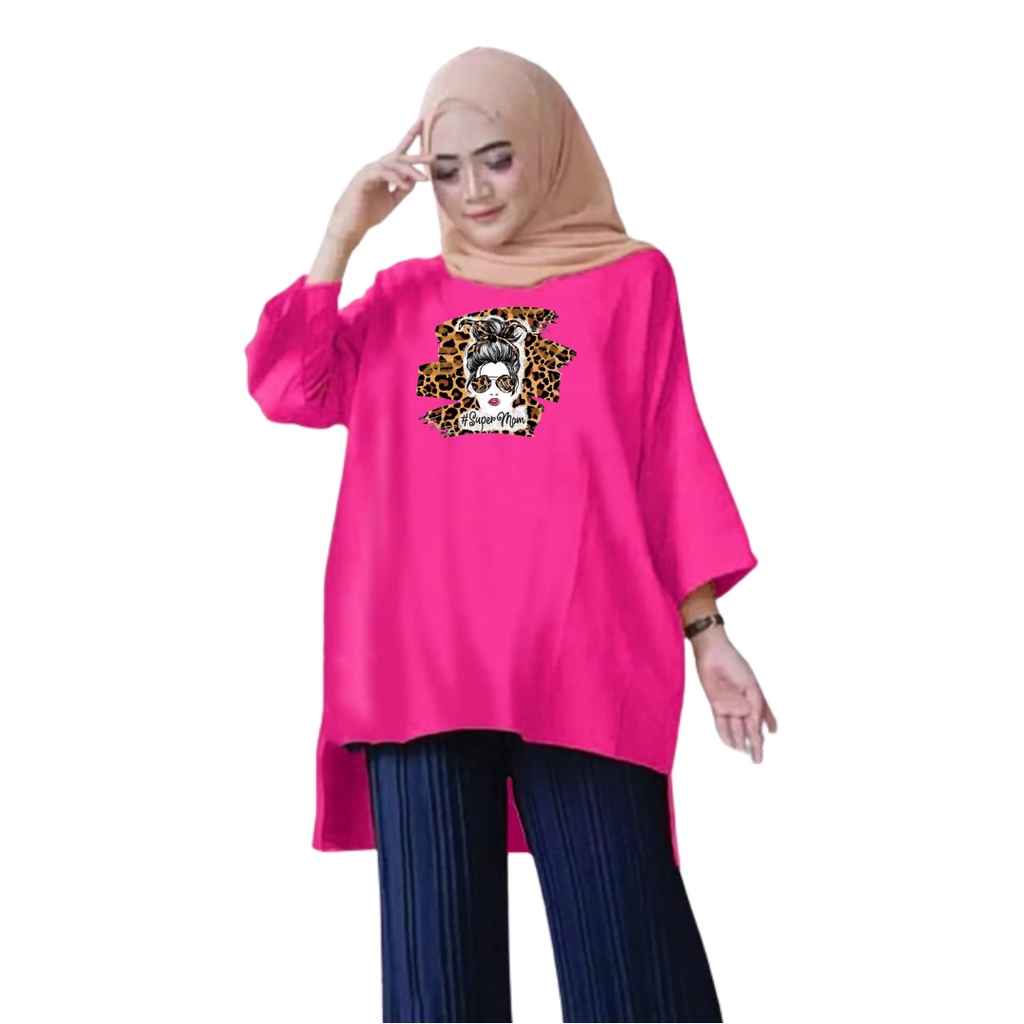 Tunik Jumbo SUPER MOM Leopard/ Atasan Wanita XL, XXL