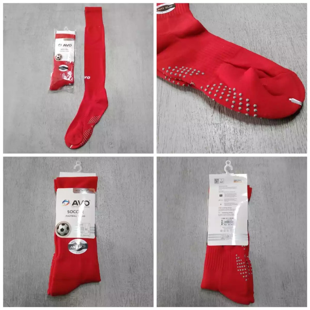 KAOS KAKI BOLA PANJANG ANTISLIP/KAOS KAKI FUTSAL PANJANG ANTISLIP AVO R8 WARNA MERAH