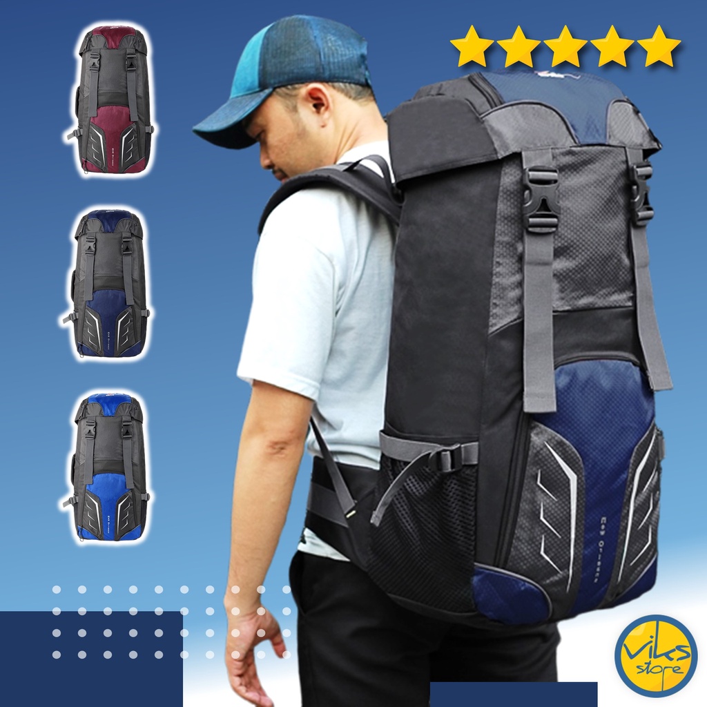 Tas Ransel Carrier Gunung Adventure Hiking Outdoor Original 60L Lokal Premium Tas Naik Gunung Tas Traveling Tas Keril Petualang