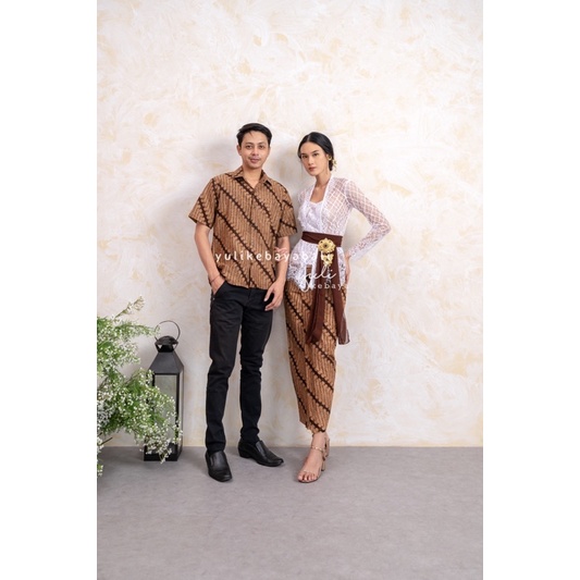 Set Couple batik Semi italy putih | Batik couple sarimbit