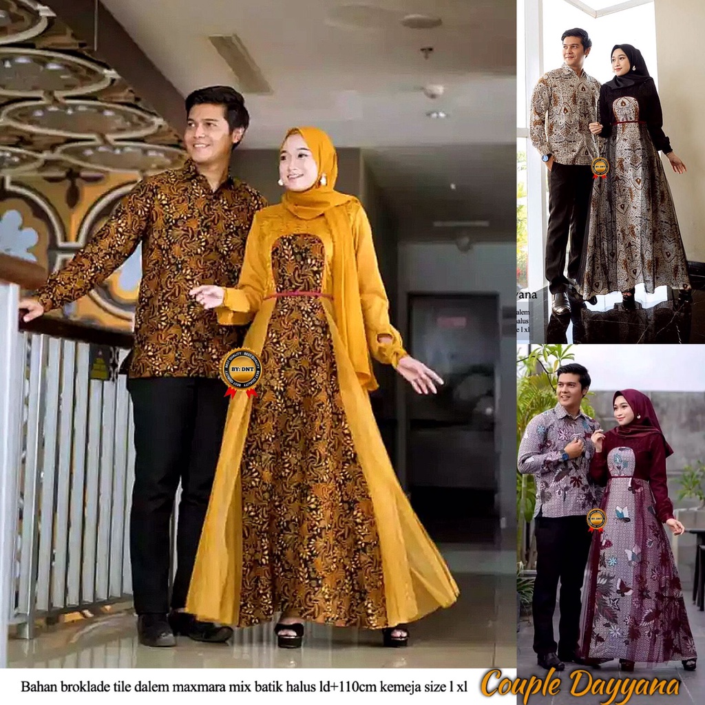 Zola_Batik Batik Couple Gamis Brokat Tile mix Maxmara High Quality Dayyana - Couple Safira - Coupel 