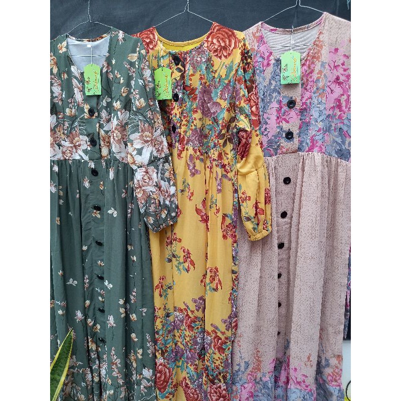 Gamis bangkok Ceruty Aldans / Aldhans kancing