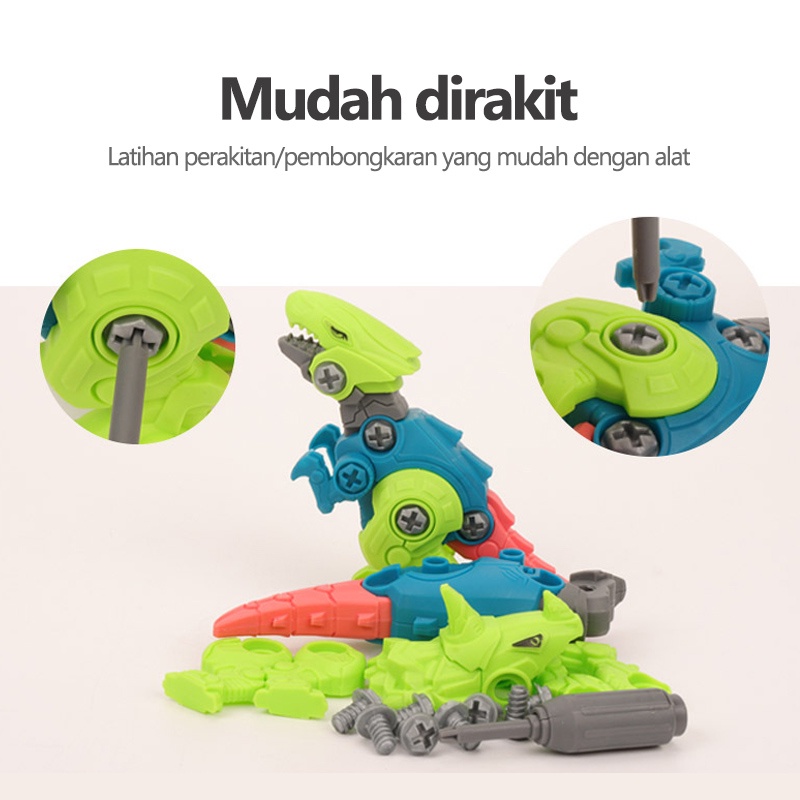 Mainan DIY dinosaurus bongkar pasang obeng/Diy dinosaurus bongkar pasang puzzle/ mainan dinosaurus/  mainan edukasi (B277)