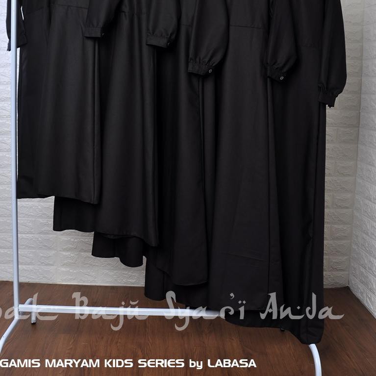 ✬ Gamis Anak Perempuan Hitam Polos Syari TOYOBO Usia 4 - 18 tahun | LABASA Ori | Bisa ☜