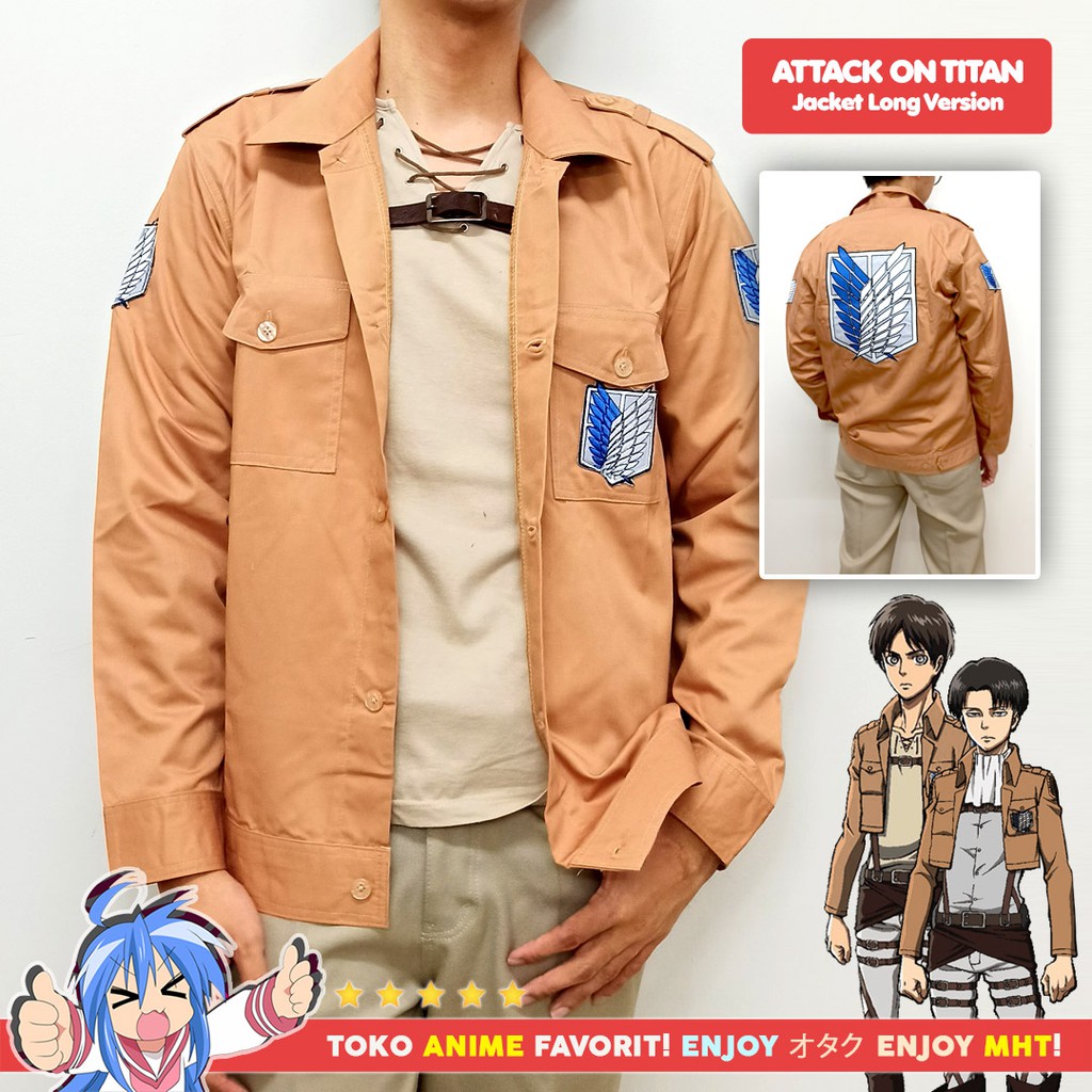 Jaket Anime Attack On Titan AOT Shingeki no Kyojin SNK Scouting Legion Survey Corps Long Cosplay