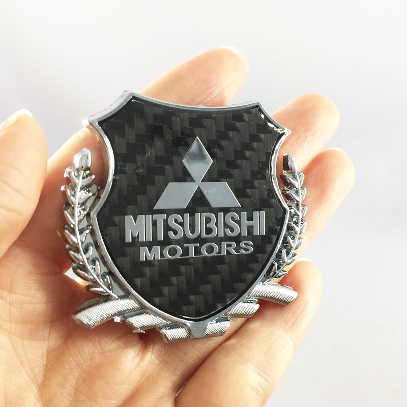 1pc Stiker Emblem Logo MITSUBISHI Bahan Metal Carbon Fiber Untuk Jendela Bagasi Mobil