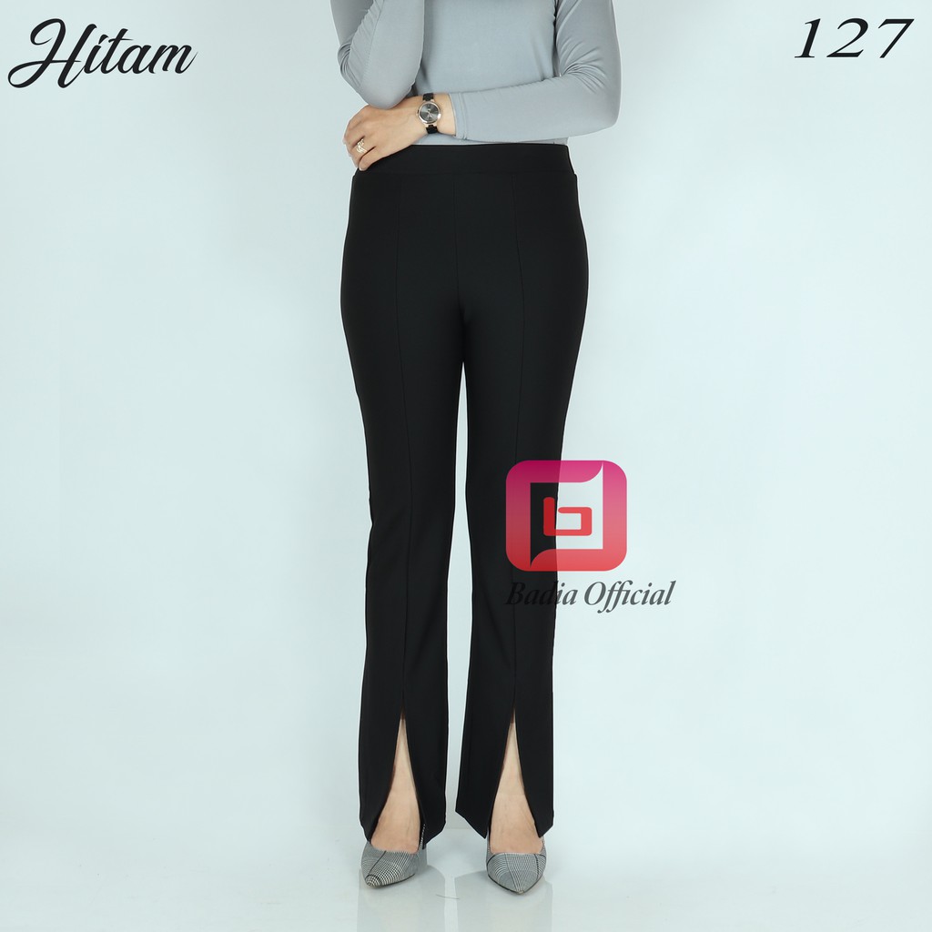 celana cutbray scuba palazzo highwaist belahan di ujung kaki wanita tinggi tebal premium