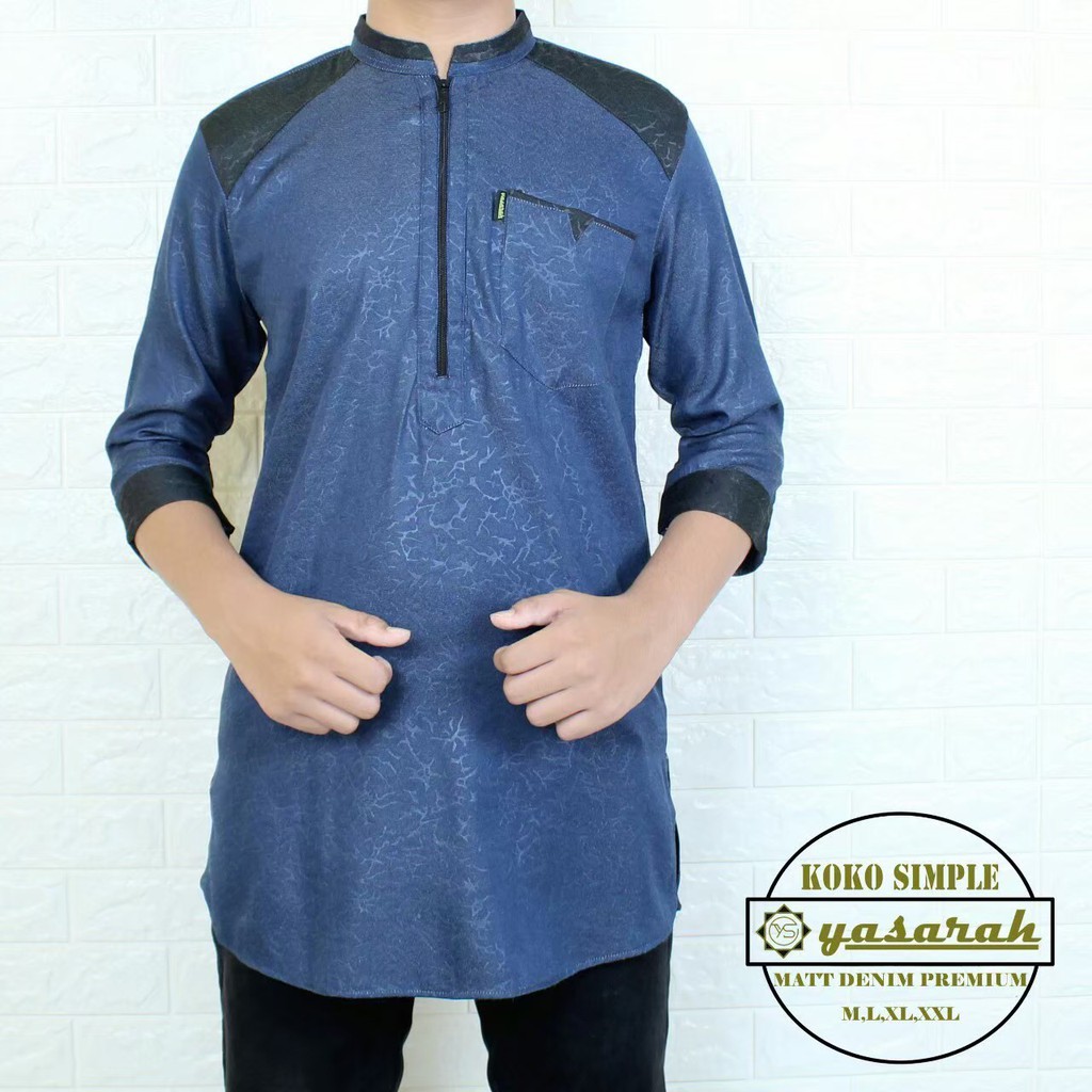  Kurta  Kombinasi Zipper Lengan 3 4 Baju  Koko Pria  Jubah 