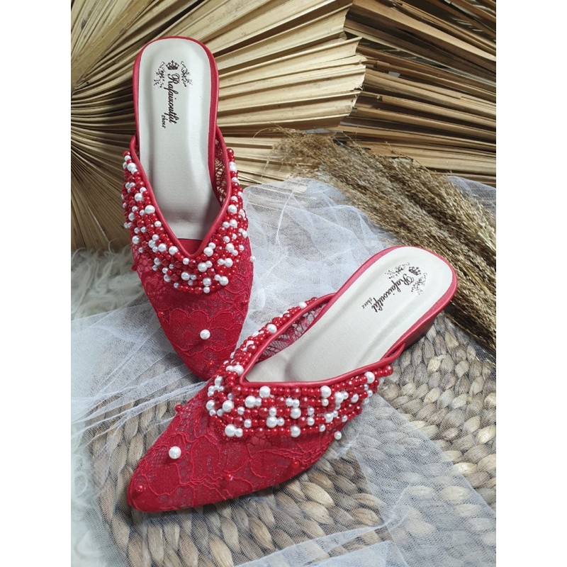 sepatu kathy merah cabe hak tahu 3cm