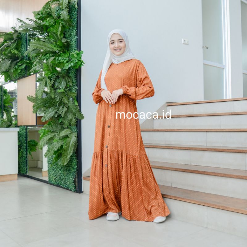 Home Dress Busui Friendly Bahan Katun Rayon Premium Adem Cocok buat ke pantai tali pinggang lengan karet motif polka kecil minimalis simple elegan