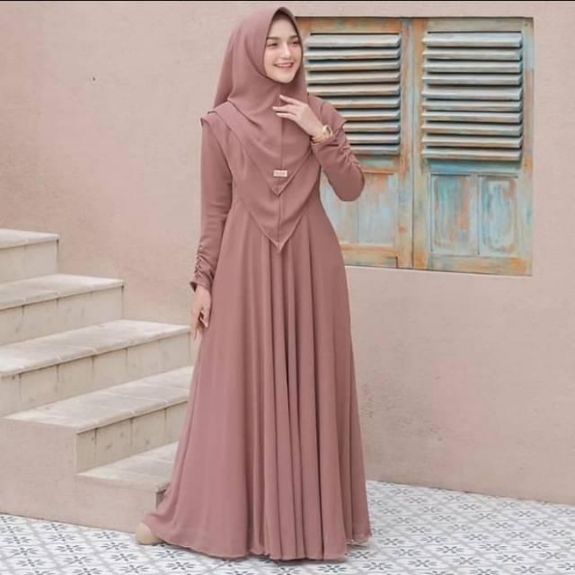 Baju Gamis Wanita Terbaru Mayra Setelan Syari Ceruty Termurah