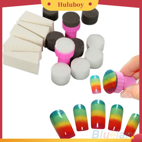 Huluboy Huluboy♡ 1 Set Spons Stempel Transfer Kutek Untuk Manicure