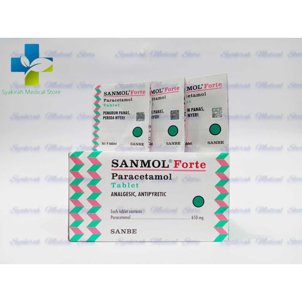 Asli Sanmol Forte 650 mg Strip 4 Tablet / Paracetamol Untuk Demam & Nyeri Paten