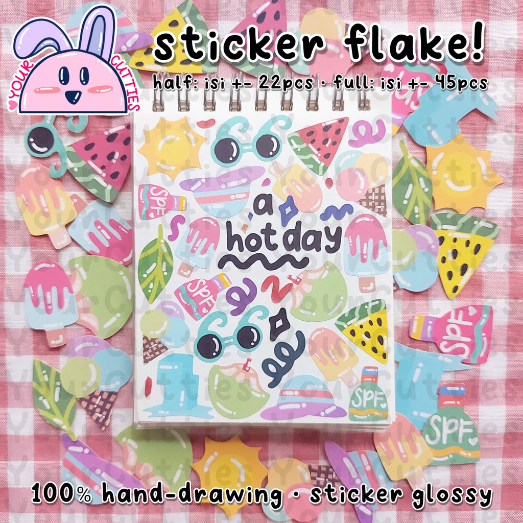 

[FLAKE] STIKER A HOT DAY SUMMER DOODLE JURNAL BUJO PLANNER LUCU MURAH