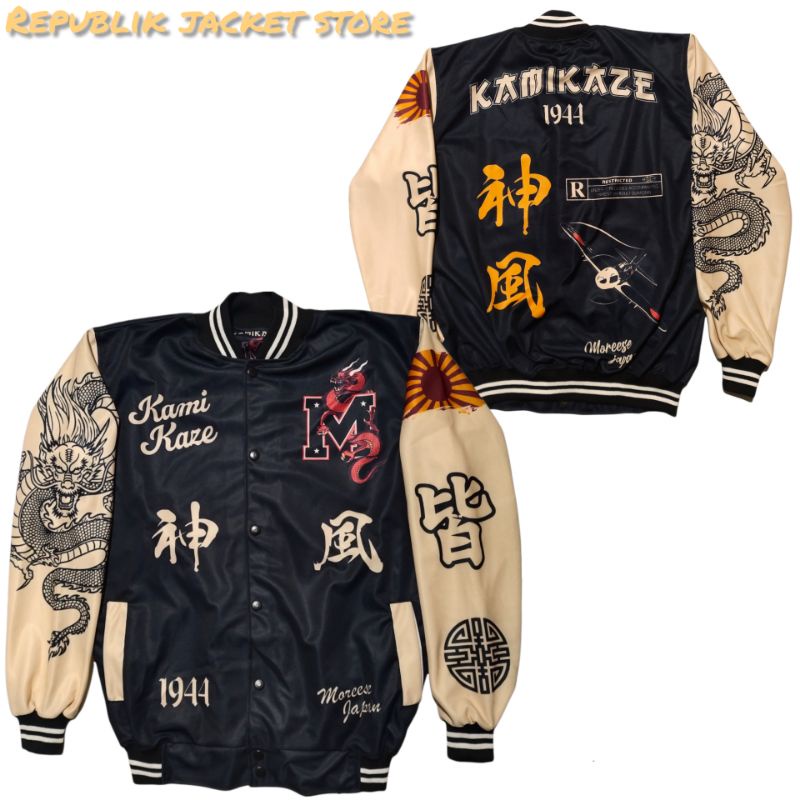 JACKET VARSITY BASEBAAL MOTIP TERBARU PRIA WANITA SAIZE L XL-Kamikaze