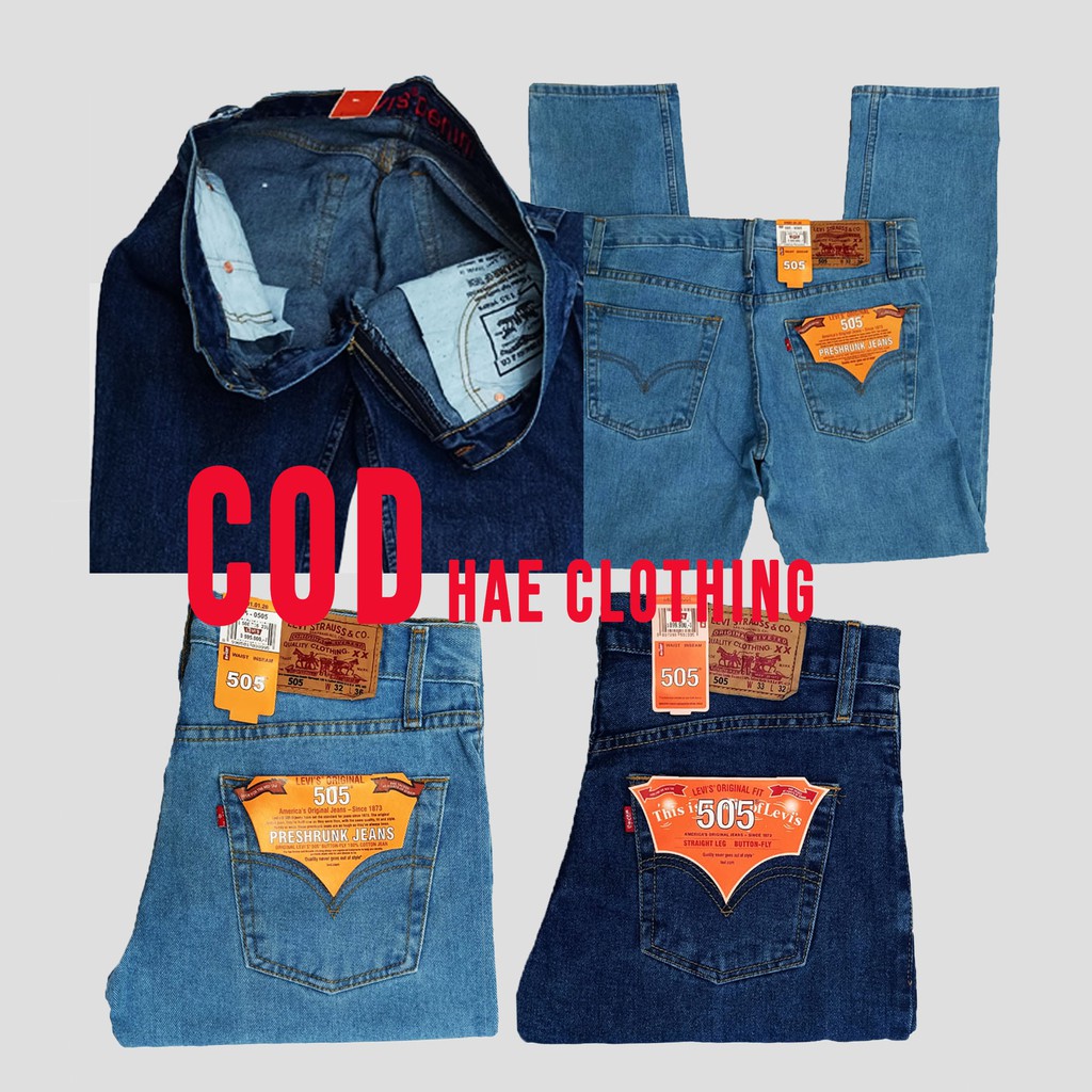  Celana  Jeans Pria  Levis  505 Reguler Blue wash Shopee  