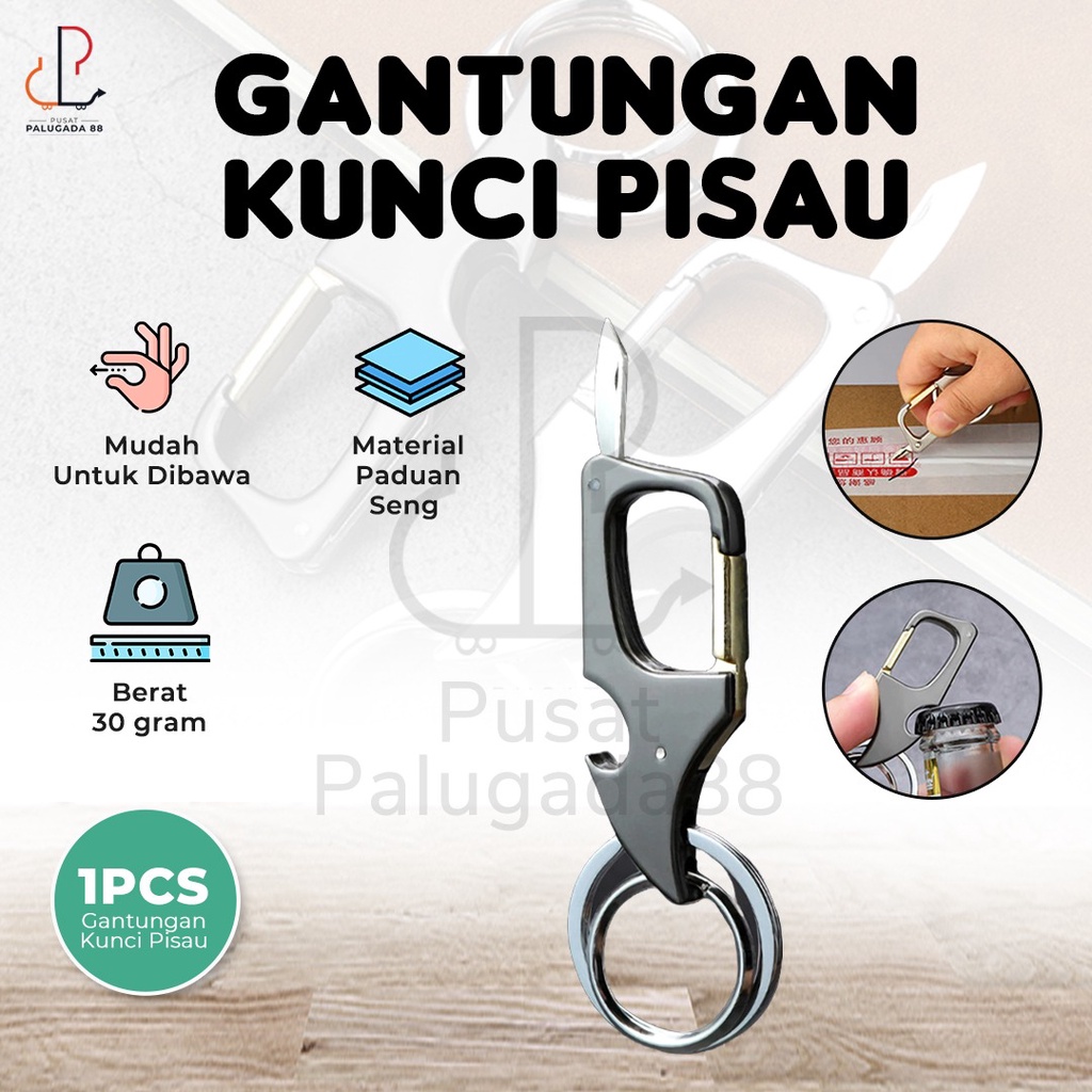 Gantungan Kunci pisau lipat pocket EDC Mini Pembuka Buka Botol Unik Keychain bottle Opener Carabiner