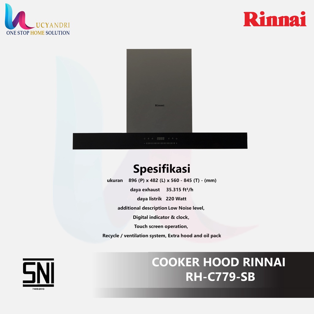 Cooker Hood Rinnai RH-C779-SB / RHC 779 SB Penghisap Asap Kompor