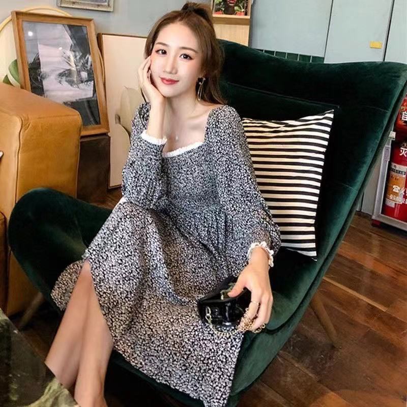 Gaun Wanita Motif Floral Dress Vintage Korean Style 9920 - 9925-FLORAL11