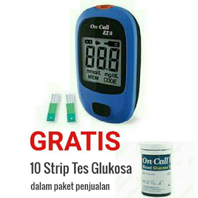 On Call EZ Alat Cek Gula Darah + Strip Glucosa (Alat Tes Gula Darah + Strip)