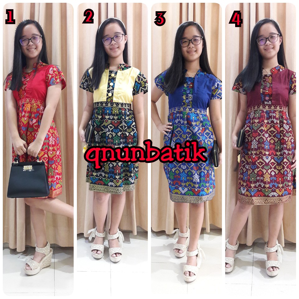 Qnunbatik Dress/terusan Batik Tanggung 9-12th Anak Perempuan Mentari Prodo