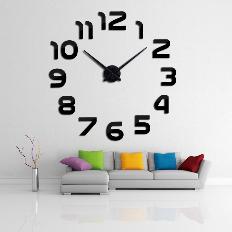 Jam Dinding Modern Minimalis Diameter 120cm 3Dimensi  Besar DIY Giant Wall Clock Quartz 120 cm jam raksasa super besar 3d Diy Large Wall Clock Modern Design Acrylic Modern Diy Wall Clock Mirror Surface Sticker Home Office Decor Big Clock In Stock