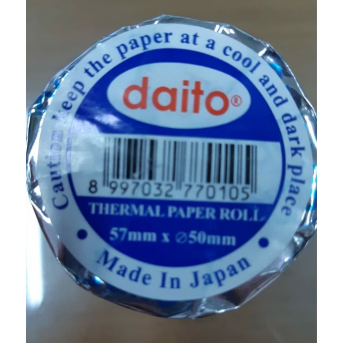 

Kertas Thermal Paper Roll ' Daito ' ukuran 57 x 50 mm, harga per roll