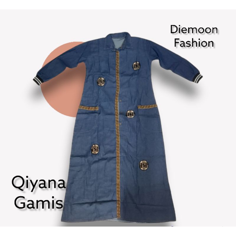 QIYANA maxy || gamis maxy jeans aplikasi bordir