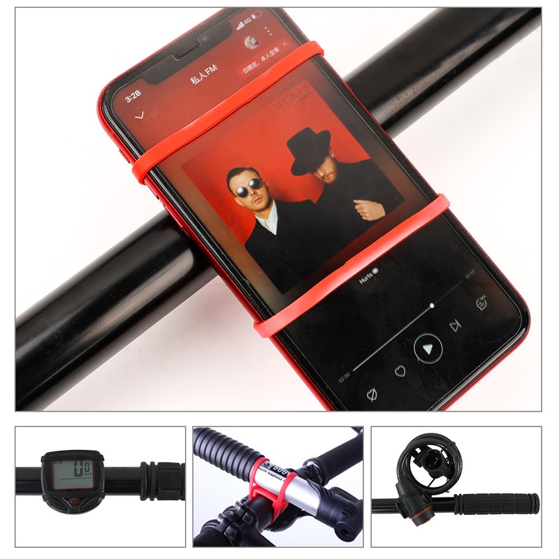 Strap Silikon Elastis Multifungsi Holder Handphone Universal Anti Slip Untuk Stang Sepeda