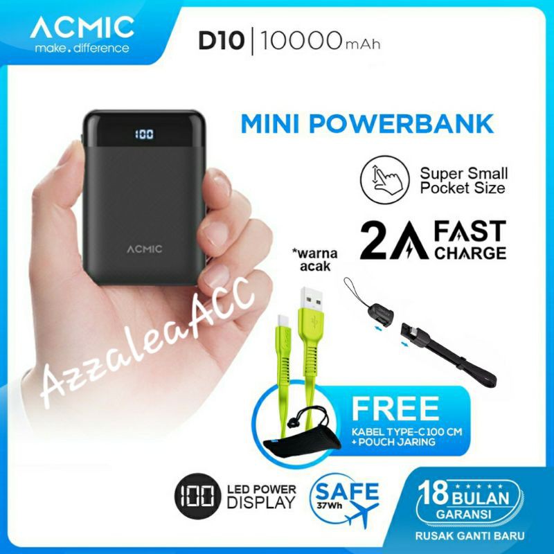 ACMIC D10 Mini Powerbank With Digital Display 2A Fast Charge 10.000mAh