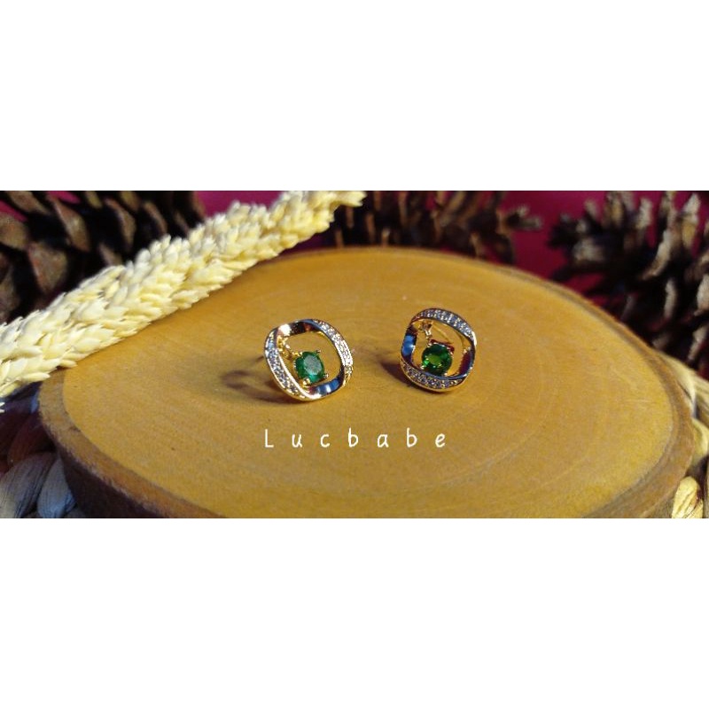 Xuping Anting Tusuk Wanita Square Mata Hijau 0162545
