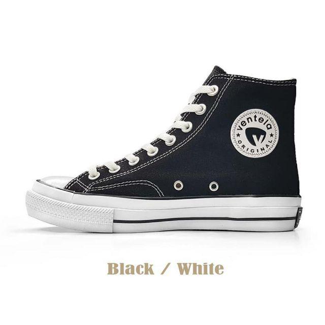 VENTELA BTS 70`S HIGH BLACK NATURAL DAN BLACK WHITE GLOSSY-Black White