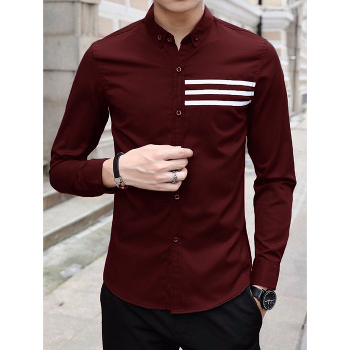 HipNop HEM HARDO KEMEJA FORMAL PRIA LENGAN PANJANG KEMEJA POLOS COWO SLIM FIT PUTIH HITAM MAROON