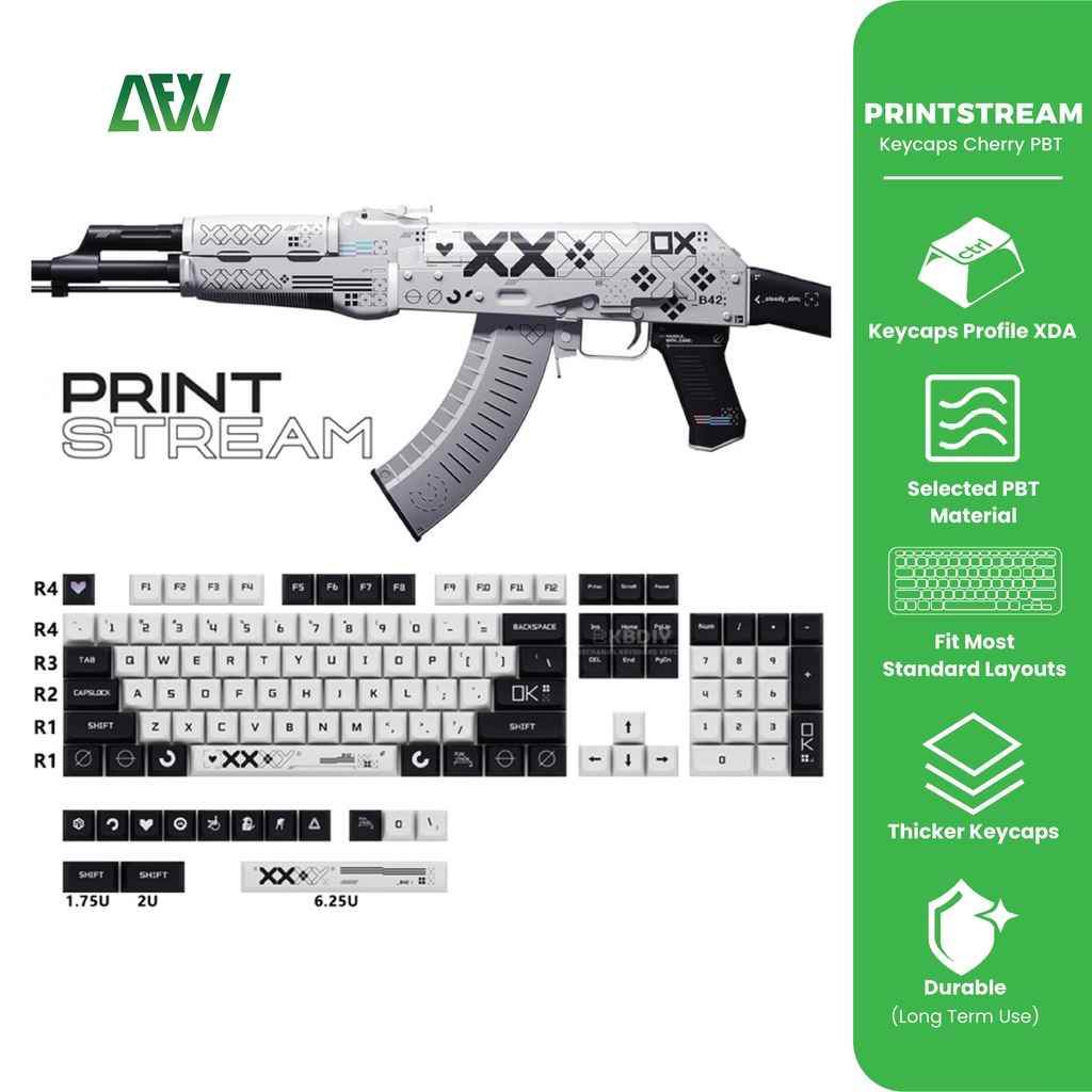 CSGO Printstream Keycaps Cherry PBT Profile Sublime 118 Key Set