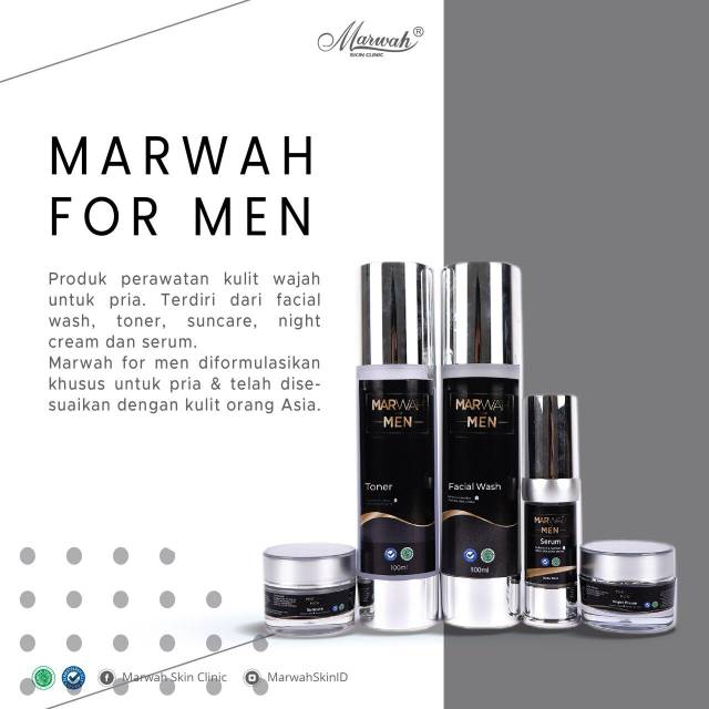 Marwah Skin Treatment Paket For Men Brightening &amp; Acne (Free Pouch)