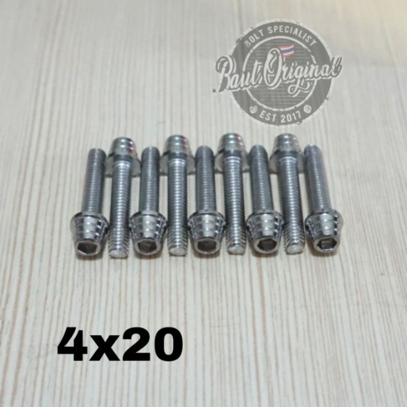 Baut probolt kerucut silver 4x20 drat 6 panjang 2cm heng thailand harga satuan