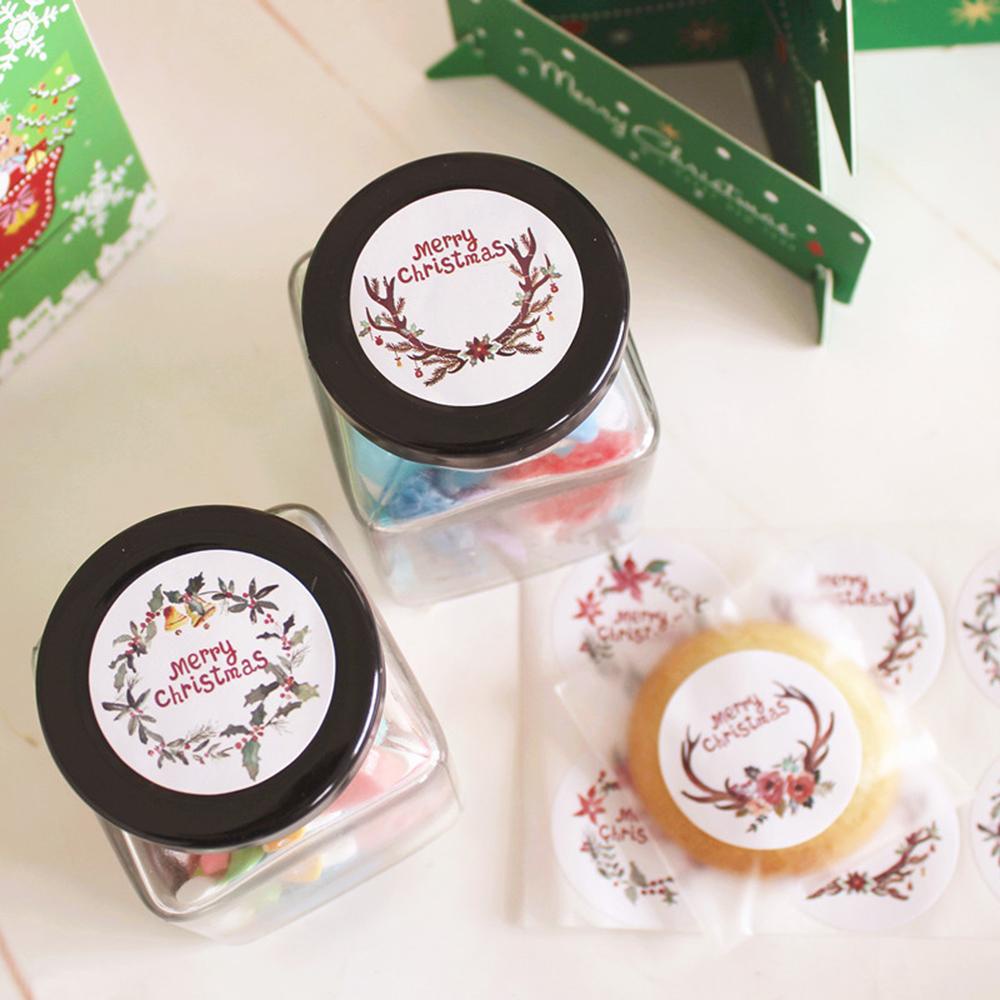 Top108/120pcs Kertas Hadiah Stiker Handmade Baking Hiasan Festival Dekorasi Sealing Craft Merry Christmas