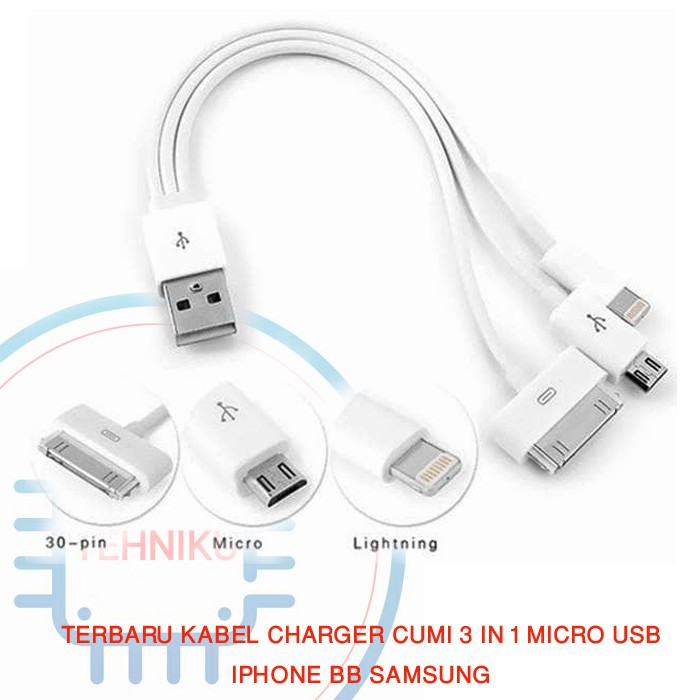TERBARU KABEL CHARGER CUMI 3 IN 1 MICRO USB IPHONE   SAMSUNG