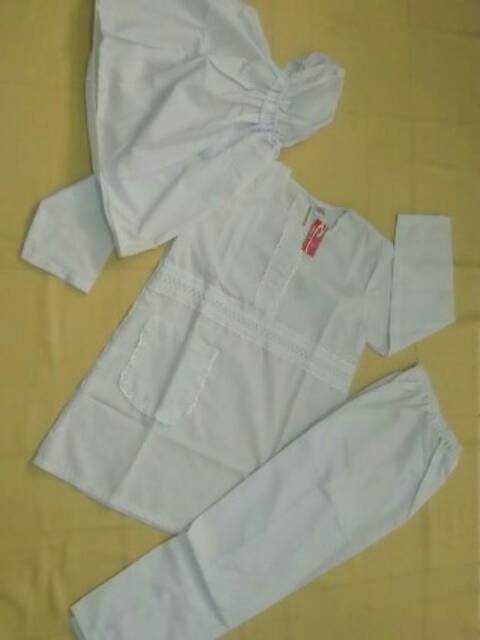 Setelan putih anak / setelan Baju putih anak / setelan muslimah