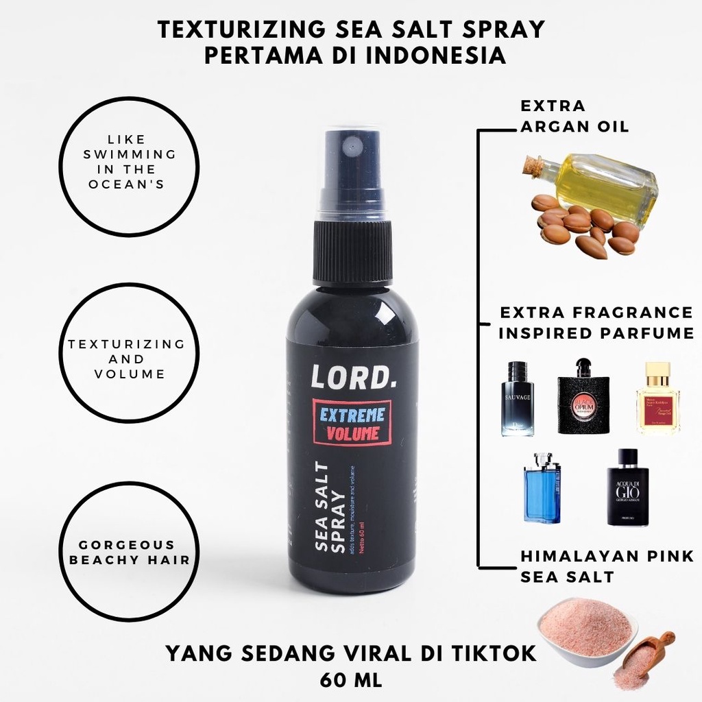 Lord Hair Spray Rambut Mist Texturizing Sea Salt Spray Haircare Pria Wanita Messy Hair Beach Waves