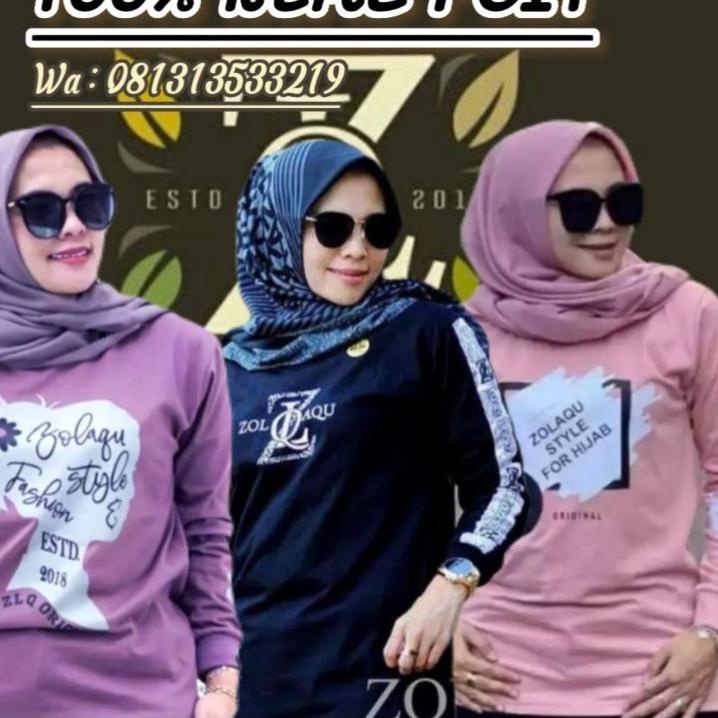 Terbaru.. D) kaos wanita lengan panjang zolaqu/kaos wanita zolaqu ori terbaru 2021/kaos wanita zolaq