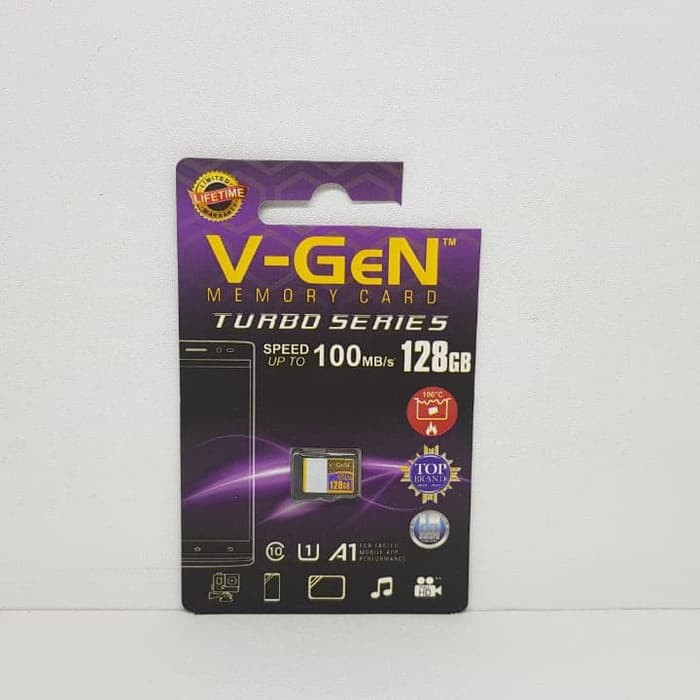 Memory Card V-Gen 128GB TURBO SERIES Class 10 FULL MMC mSD ORIGINAL_aah