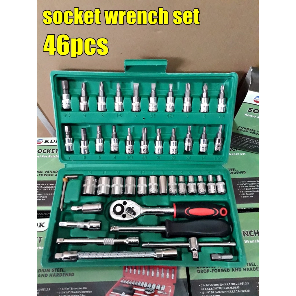 KDK Kunci sock set 46pcs socket wrench set - Ratchet sok set 46pcs Chrome Vanadium steel Murah