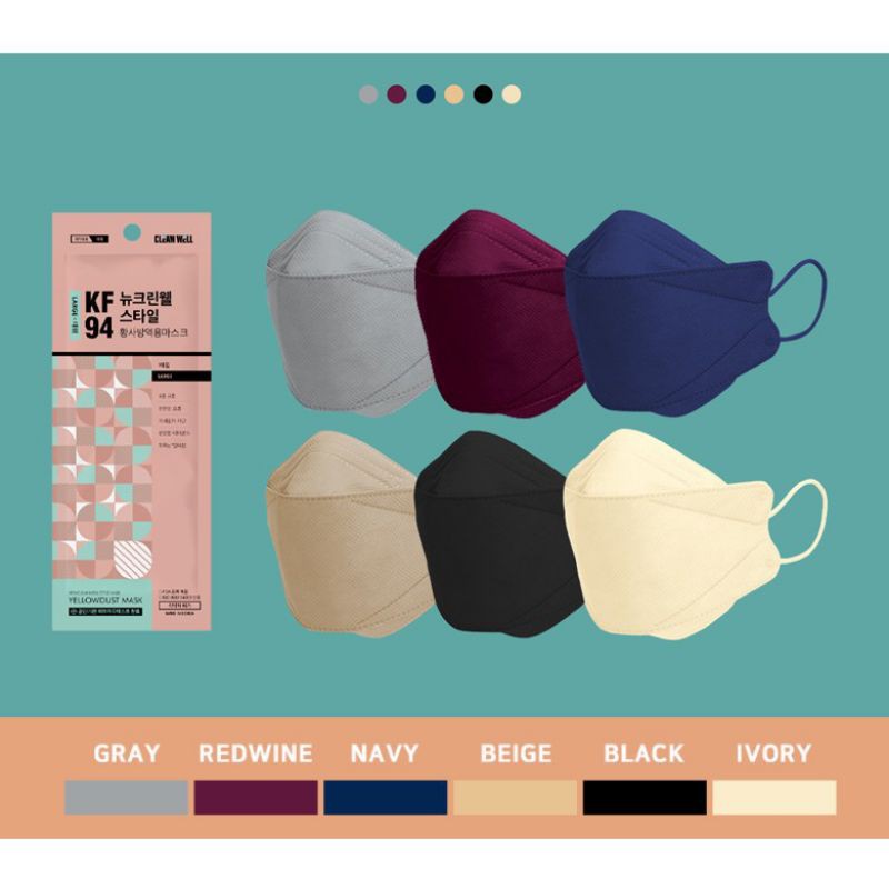 [HARGA 1PCS ISI 1 ] MASKER KF94 CLEANWELL MASK ORIGINAL KOREA WARNA 4PLY