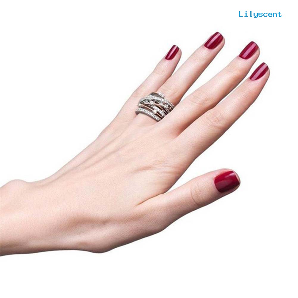 Ls Cincin Wanita Model Lebar Silang Hias Berlian Imitasi Untuk Pernikahan / Hadiah