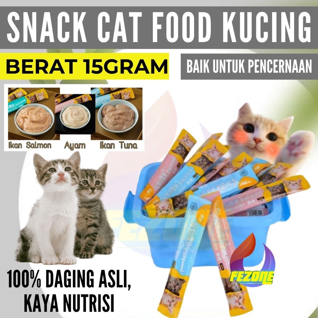 Camilan Kucing Cat Snack Kitten Adult Cemilan Penggemuk Kucing Cat Strip 15 gram Kaya Nutrisi Bagus Untuk Pencernaan Kucing FEZONE