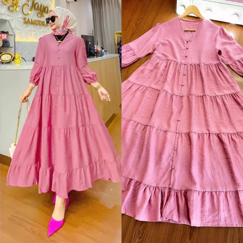 Livy dress gamis midi maxy fashion muslim wanita