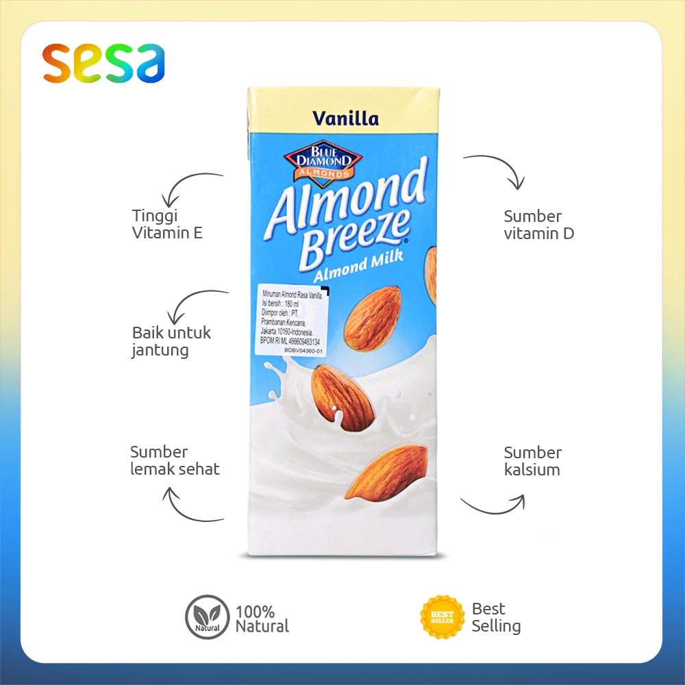 Blue Diamond Almond Breeze Milk Vanilla 180 ml (Almond Milk)