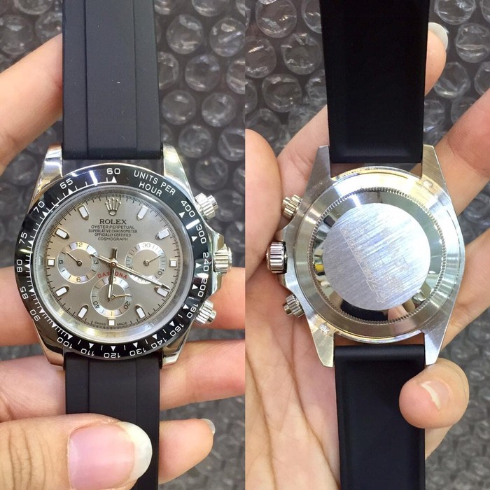 ROLEX DAYTONA SILVER BLACK RUBBER GRADE AAA