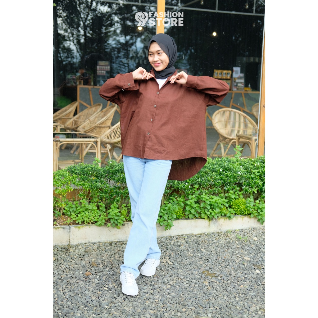99 Fashion - Kemeja Oversize (kopi)